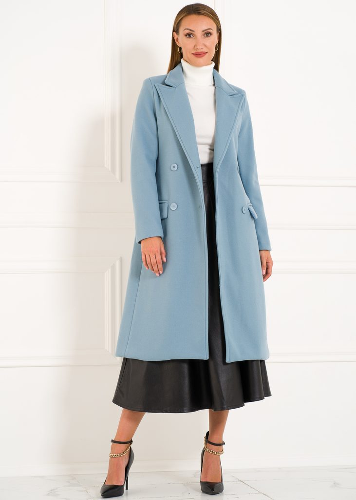 Dámský flaušový dvouřadý kabát - modrá - Glamorous by Glam - Kabáty -  Dámské oblečení - GLAM, protože chci být odlišná!