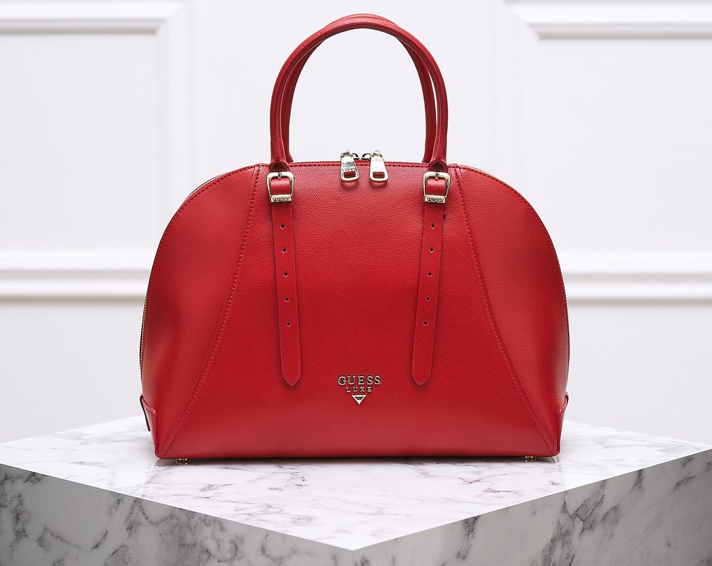 Real leather handbag Guess Luxe - Red