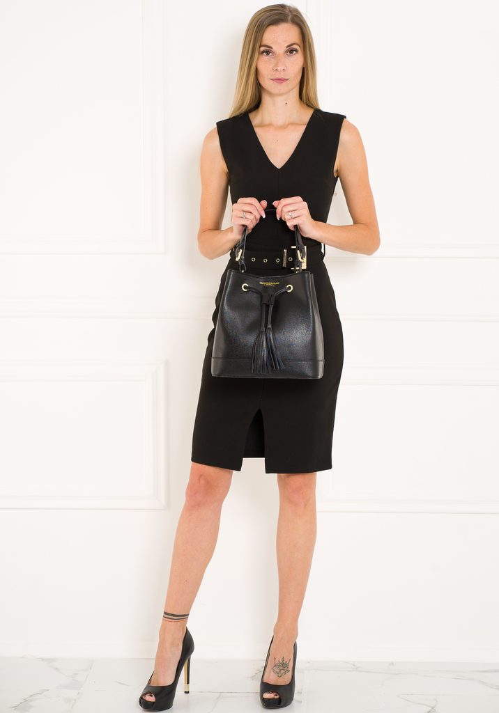 Dámská kožená kabelka do ruky vak s přezkami - černá - Glamorous by GLAM -  Do ruky - Kožené kabelky - GLAM, protože chci být odlišná!