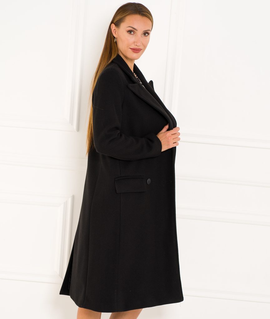 Dámský flaušový dvouřadý kabát - černá - Glamorous by Glam - Kabáty - Dámské  oblečení - GLAM, protože chci být odlišná!