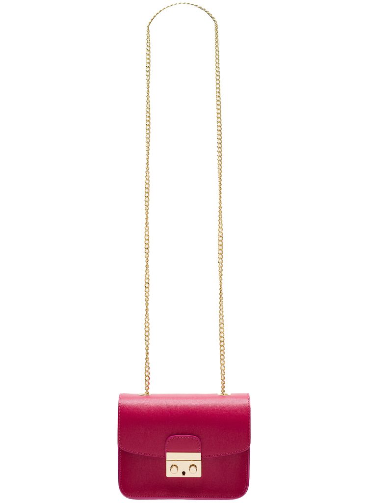 Small genuine leather bag in METALLIC hot pink. Cross body bag, should –  Handmade suede bags by Good Times Barcelona