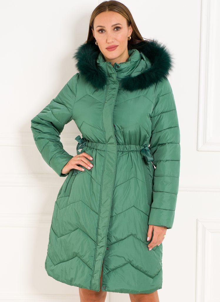 Dámská zimní bunda s vázáním v pase - zelená - Due Linee - Zimní bundy -  Dámské oblečení - GLAM, protože chci být odlišná!