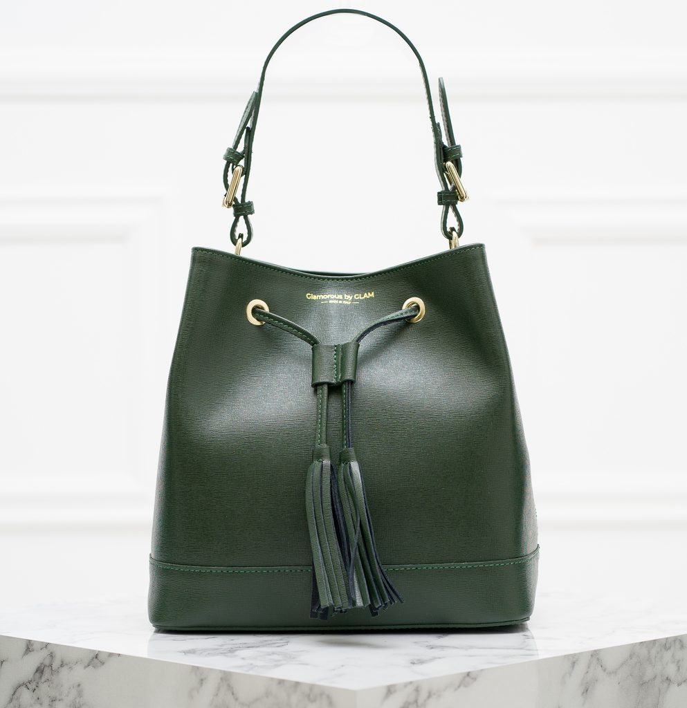 Dámská kožená kabelka do ruky vak s přezkami - tmavě zelená - Glamorous by  GLAM - Do ruky - Kožené kabelky - GLAM, protože chci být odlišná!