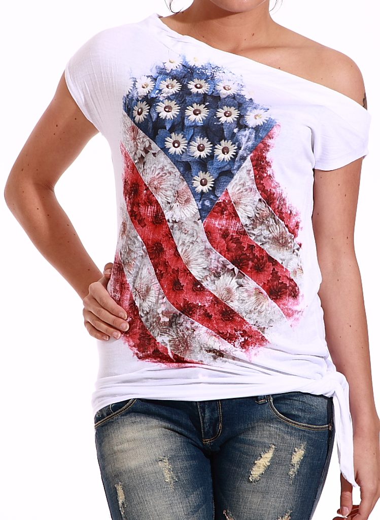 Glamadise.sk - Dámske tričko s americkou vlajkou - Glamorous by Glam - Topy  a blúzky - Dámske oblečenie - GLAM, protože chci být odlišná!