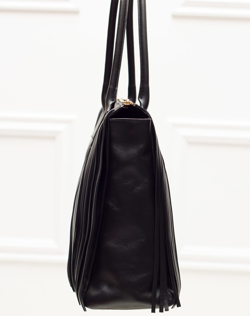 Dámská kožená kabelka větší s třásněmi - černá - Glamorous by GLAM - Přes  rameno - Kožené kabelky - GLAM, protože chci být odlišná!