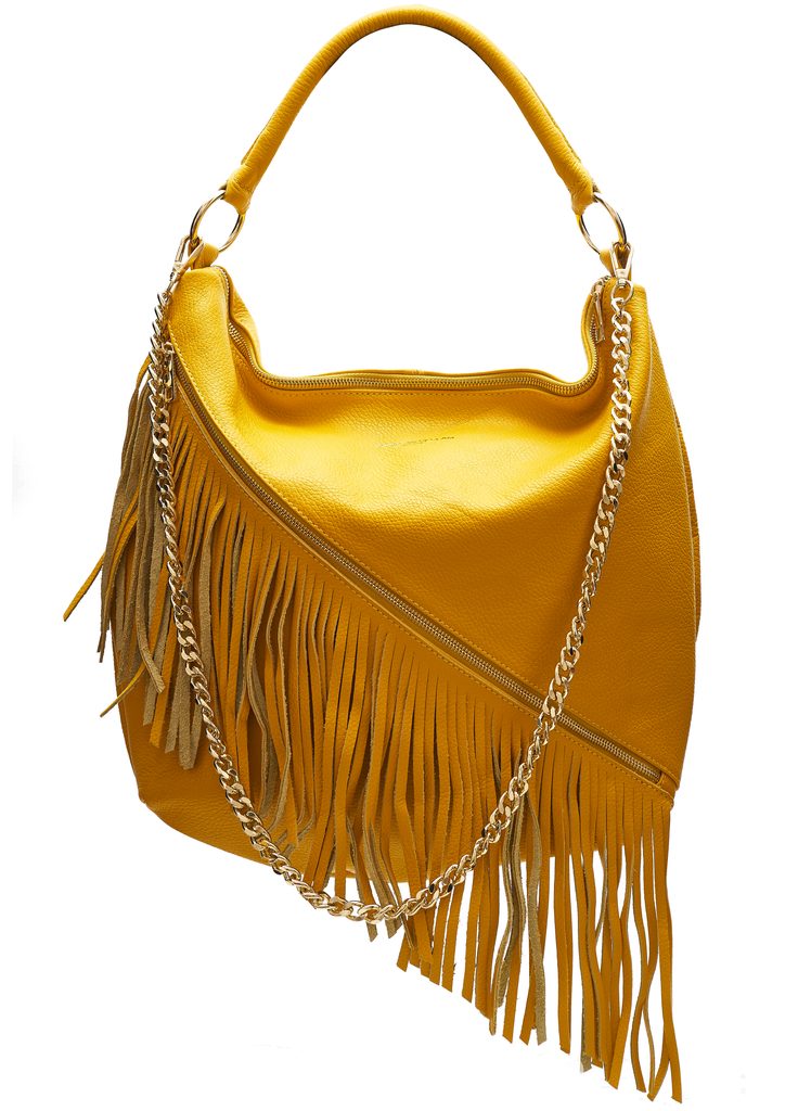 Kožená kabelka z pravé kůže s třásněmi - žlutá - Glamorous by GLAM - Přes  rameno - Kožené kabelky - GLAM, protože chci být odlišná!