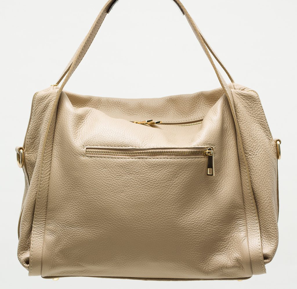 Dámská kožená kabelka se zlatým zipem - béžová - Glamorous by GLAM - Kožené  kabelky - - GLAM, protože chci být odlišná!