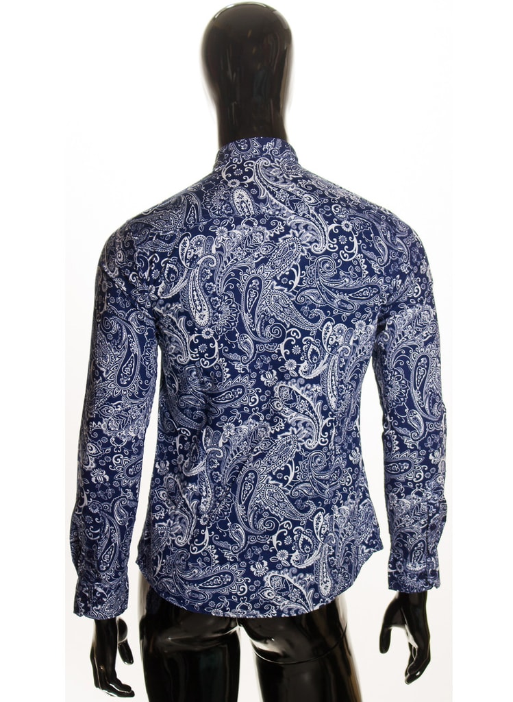 Glamadise.sk - Pánska vzorovaná košeľa modrá - Pánské košele - Trička,  košele, mikiny, Pánske oblečenie, Doplnky - GLAM, protože chci být odlišná!