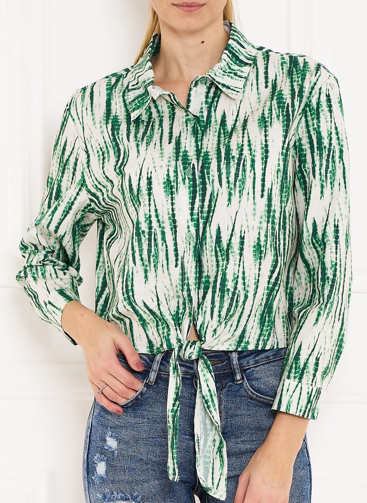 Dámská crop košile s vázáním - zelená - CIUSA SEMPLICE - Topy a halenky -  Dámské oblečení - GLAM, protože chci být odlišná!