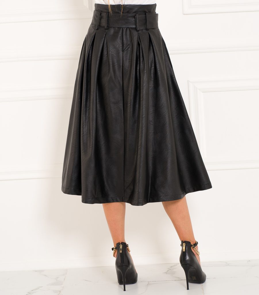 Dámská koženková sukně s páskem - černá - Due Linee - Sukně - Dámské  oblečení - GLAM, protože chci být odlišná!