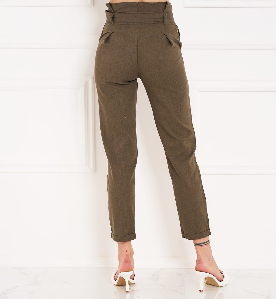 Dámské kalhoty s vysokým pasem olivové - Kalhoty - Jeany a kalhoty, Dámské  oblečení - GLAM, protože chci být odlišná!