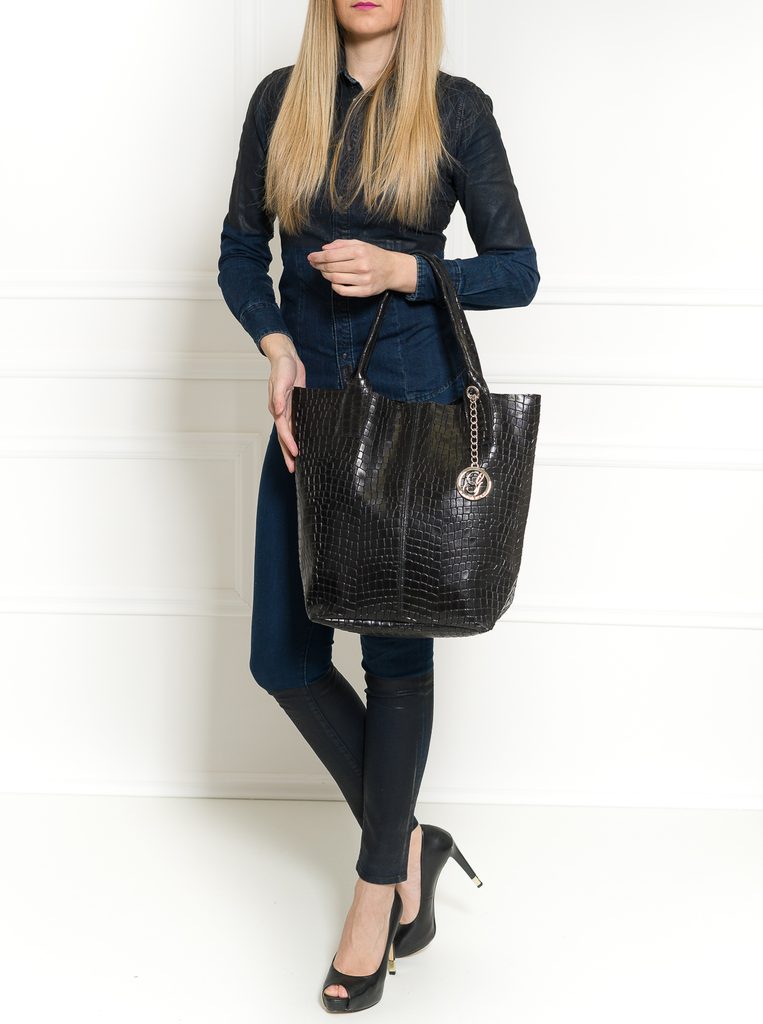 Dámská kožená kabelka shopper hadí vzor - černá - Glamorous by GLAM -  Shopper - Kožené kabelky - GLAM, protože chci být odlišná!