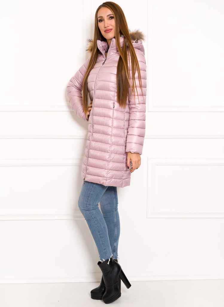 Jednoduchá dámská zimní bunda s pravou kožešinou světle růžová - Due Linee  - Zimní bundy - Dámské oblečení - GLAM, protože chci být odlišná!