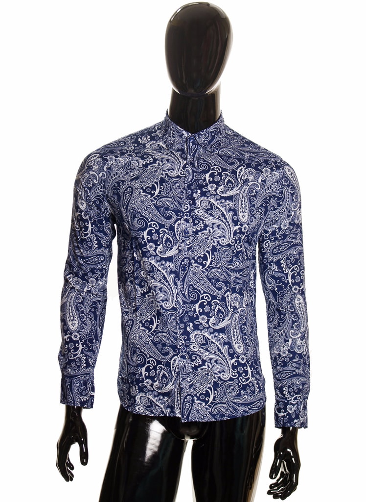 Glamadise.sk - Pánska vzorovaná košeľa modrá - Pánské košele - Trička,  košele, mikiny, Pánske oblečenie, Doplnky - GLAM, protože chci být odlišná!