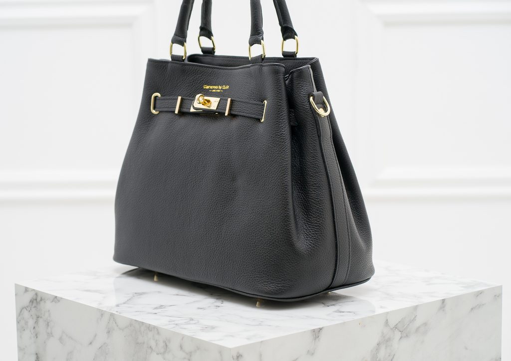Dámská kožená kabelka do ruky se zlatými aplikacemi - černá - Glamorous by  GLAM - Do ruky - Kožené kabelky - GLAM, protože chci být odlišná!