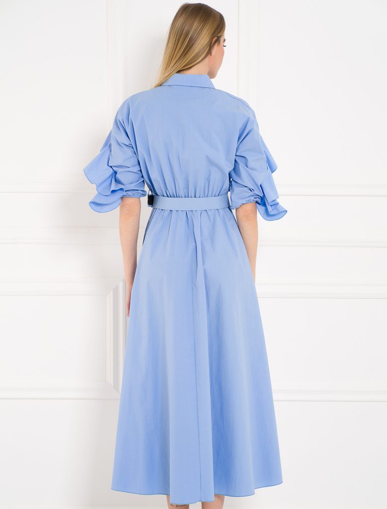 Dámské dlouhé košilové šaty s volány - světle modrá - Glamorous by Glam -  Letní šaty - Šaty, Dámské oblečení - GLAM, protože chci být odlišná!
