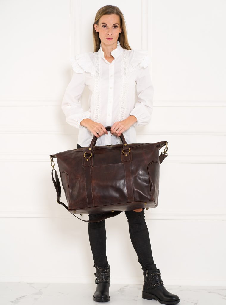 Kožená cestovní taška - tmavě hnědá - Glamorous by GLAM Santa Croce - Přes  rameno - Kožené kabelky - GLAM, protože chci být odlišná!