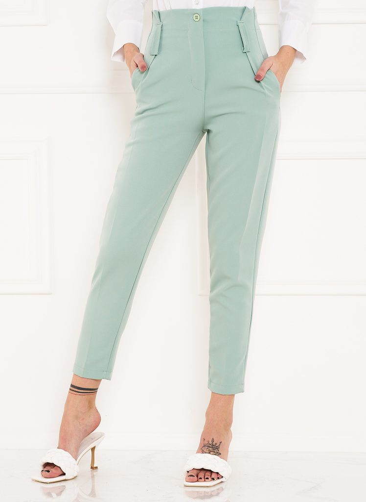 Dámské vysoké kalhoty do pasu - mint zelená - CIUSA SEMPLICE - Kalhoty -  Jeany a kalhoty, Dámské oblečení - GLAM, protože chci být odlišná!