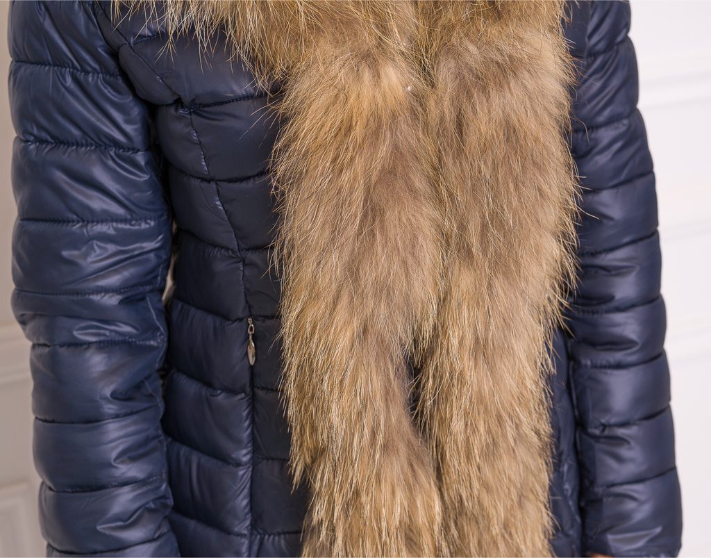 Glamadise.sk - Zimná bunda s pravou kožušinou po celej dĺžke - modrá - Due  Linee - Zimné bundy - Dámske oblečenie - GLAM, protože chci být odlišná!