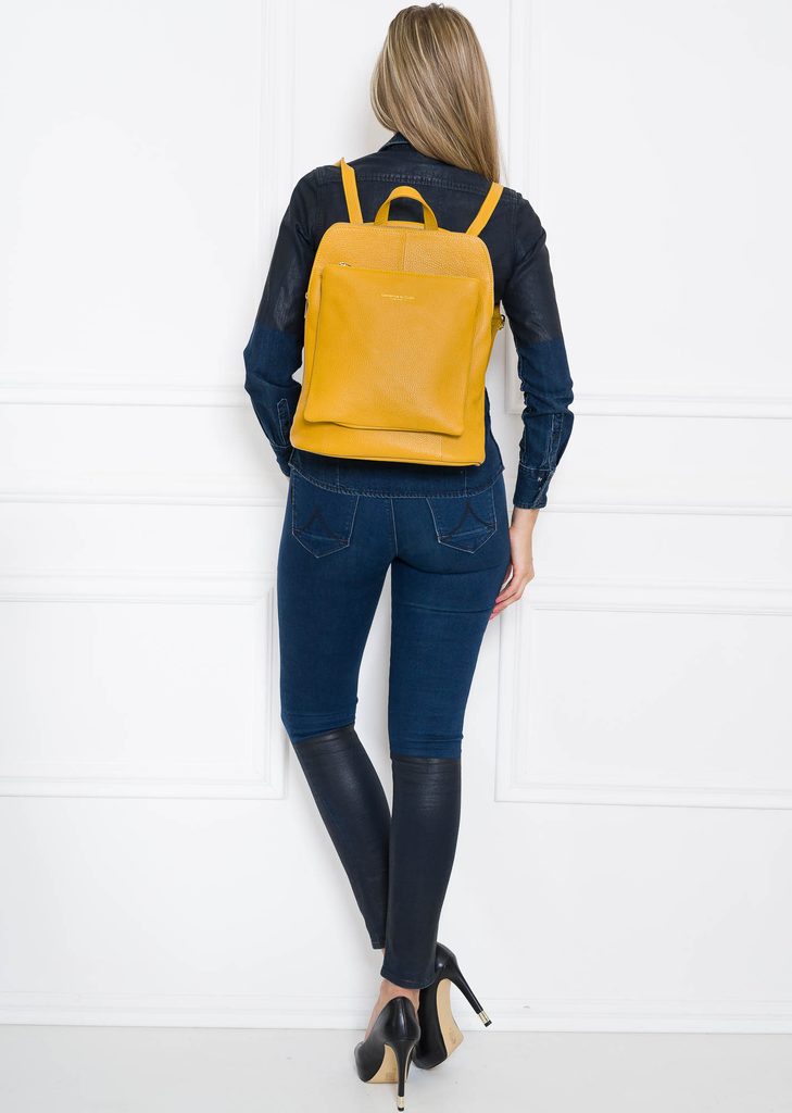 Dámský kožený batoh jednoduchý - tmavší žlutá - Glamorous by GLAM - Batohy  - Kožené kabelky - GLAM, protože chci být odlišná!