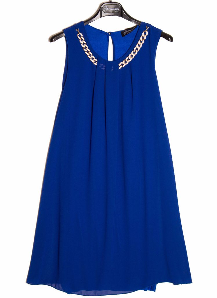 Dámské letní šaty s řetězem kolem krku - modrá - Glamorous by Glam - Šaty -  Dámské oblečení - GLAM, protože chci být odlišná!