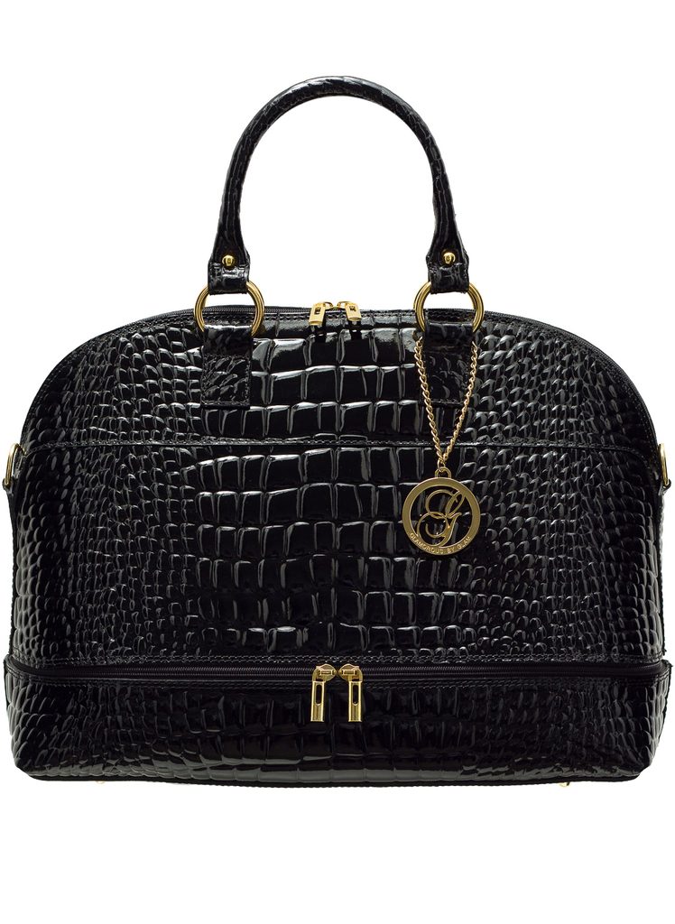 Velká kožená kabelka lakovaná černá - Glamorous by GLAM - Kožené kabelky -  - GLAM, protože chci být odlišná!