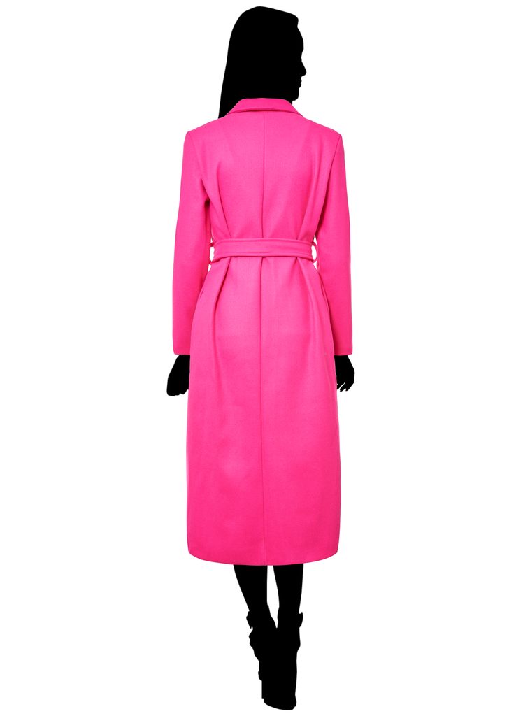 Dámský oversize flaušový kabát s vázáním fuchsiový - CIUSA SEMPLICE - Kabáty  - Dámské oblečení - GLAM, protože chci být odlišná!