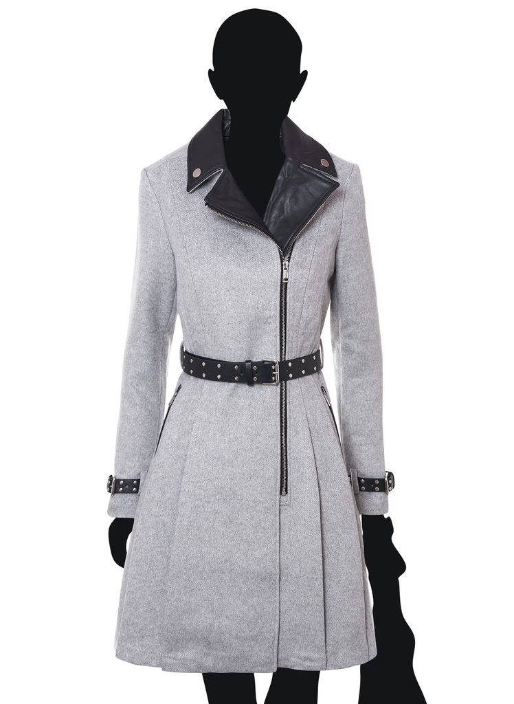 Glamadise.sk - Guess dámský flaušový kabát šedý s koženkou - Guess - Kabáty  - Dámske oblečenie - GLAM, protože chci být odlišná!