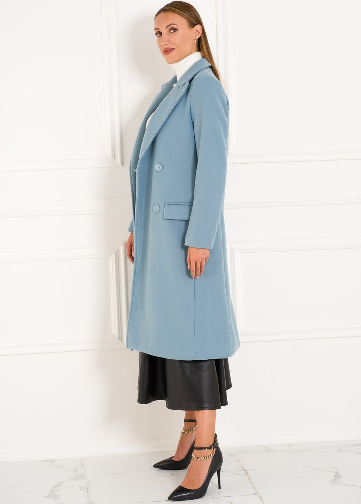 Dámský flaušový dvouřadý kabát - modrá - Glamorous by Glam - Kabáty -  Dámské oblečení - GLAM, protože chci být odlišná!