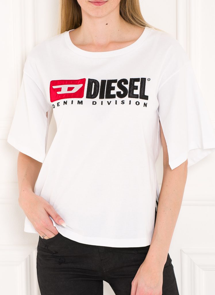 Glamadise.sk - Dámske biele tričko Diesel - DIESEL - Topy a blúzky - Dámske  oblečenie - GLAM, protože chci být odlišná!