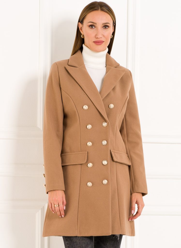 Dámský kabát se zlatými knoflíky latté - CIUSA SEMPLICE - Kabáty - Dámské  oblečení - GLAM, protože chci být odlišná!