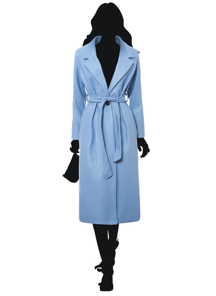 Dámský oversize flaušový kabát s vázáním světle modrý - CIUSA SEMPLICE -  Kabáty - Dámské oblečení - GLAM, protože chci být odlišná!