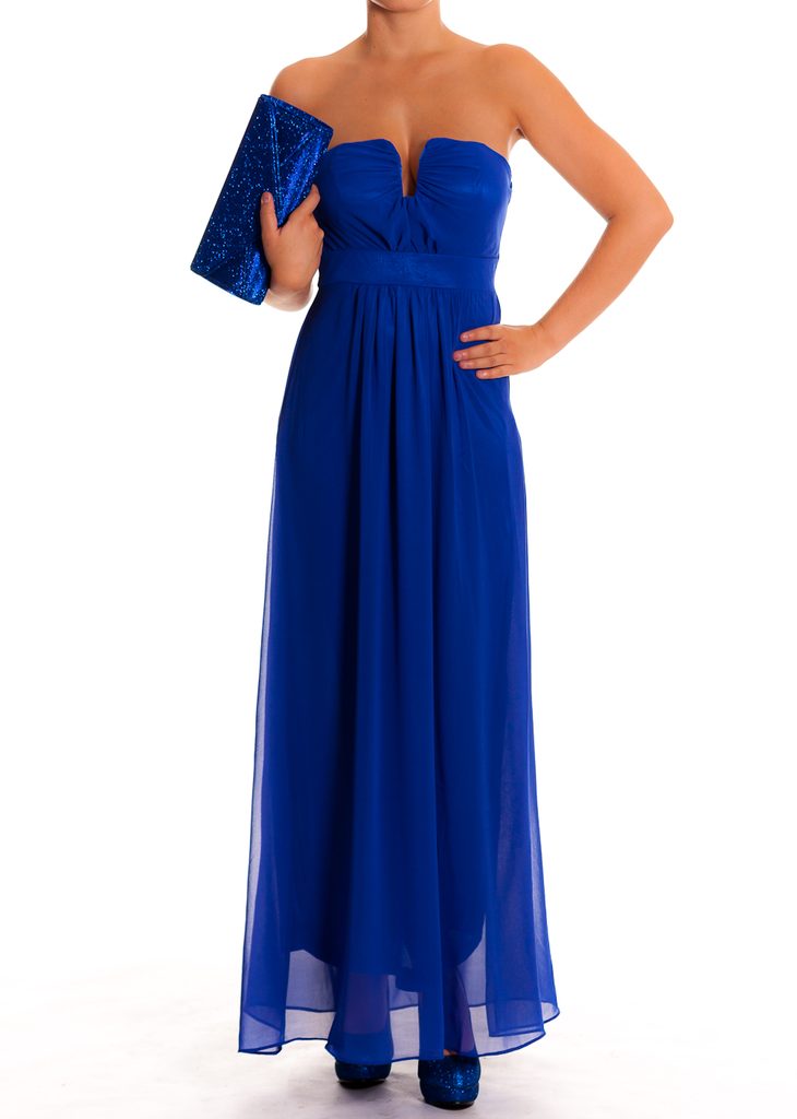 Dámské dlouhé plesové šaty modré na prsa - Dlouhé společenské šaty - Šaty,  Dámské oblečení - GLAM, protože chci být odlišná!
