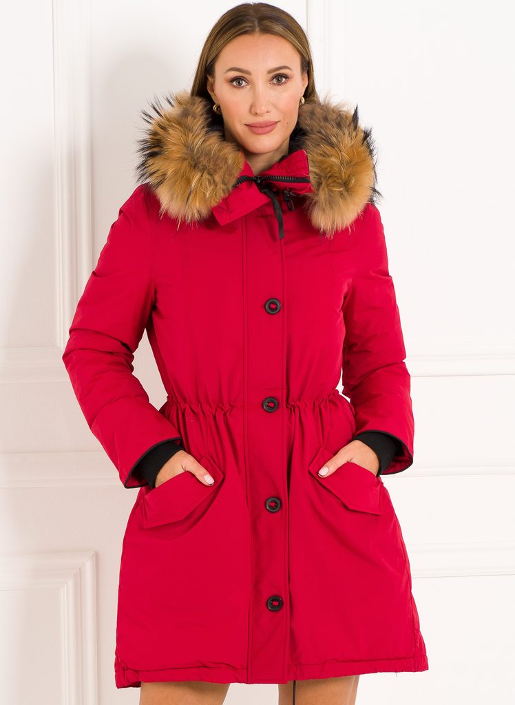 Glamadise.hu Fashion paradise - Női téli kabát eredeti rókaszőrrel Due  Linee - Piros - Due Linee - Téli kabátok - Női ruházat - Divat olasz design