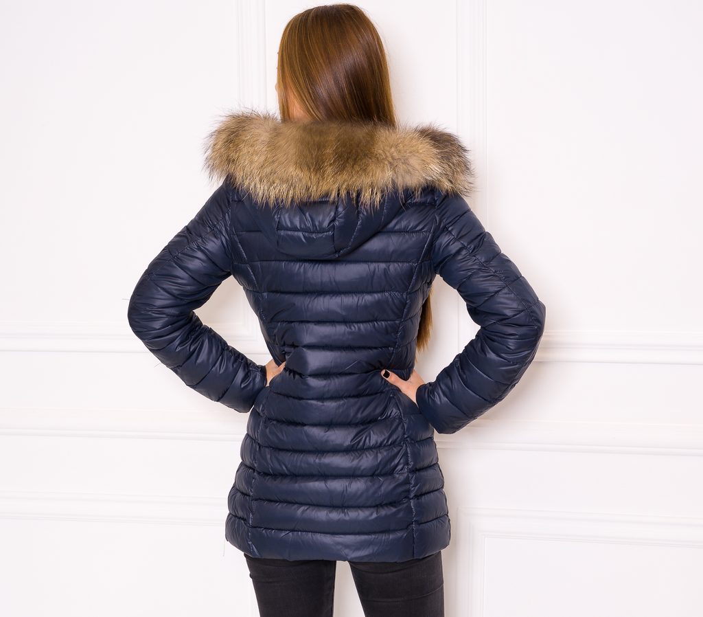 Glamadise - Italian fashion paradise - Women's winter jacket with real fox  fur Due Linee - Dark blue - Due Linee - Winter jacket - Women's clothing -  Glamadise - italian fashion paradise