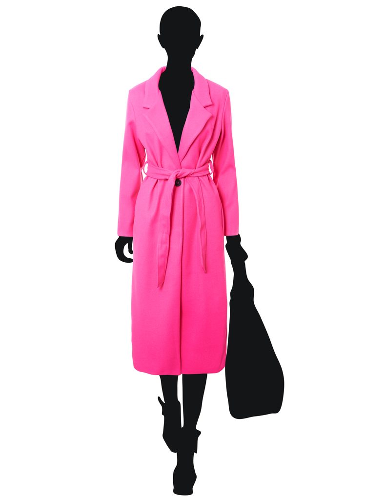 Dámský oversize flaušový kabát s vázáním fuchsiový - CIUSA SEMPLICE - Kabáty  - Dámské oblečení - GLAM, protože chci být odlišná!