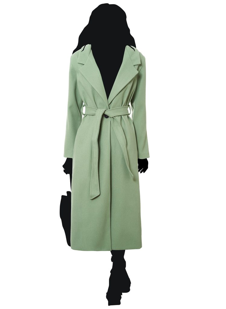Dámský oversize flaušový kabát s vázáním světle zelený - CIUSA SEMPLICE -  Kabáty - Dámské oblečení - GLAM, protože chci být odlišná!