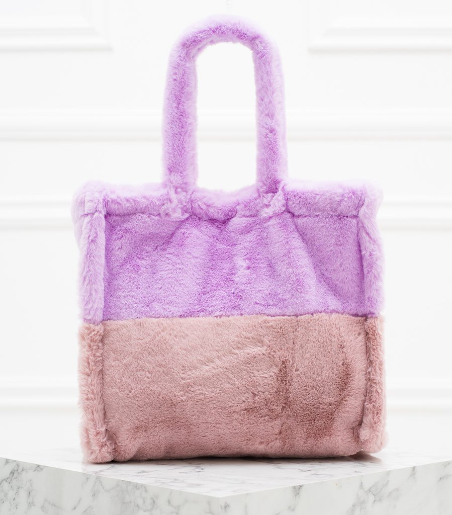 Glamadise.sk - Dámska veľká obojstranná kabelka s chlpom fialovo - ružová -  Due Linee - Shopper - Kožené kabelky - GLAM, protože chci být odlišná!
