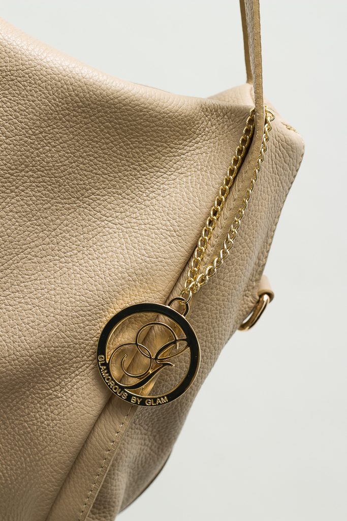 Glamadise.sk - Dámska kožená kabelka so zlatým zipsom - béžová - Glamorous  by GLAM - Kožené kabelky - - GLAM, protože chci být odlišná!