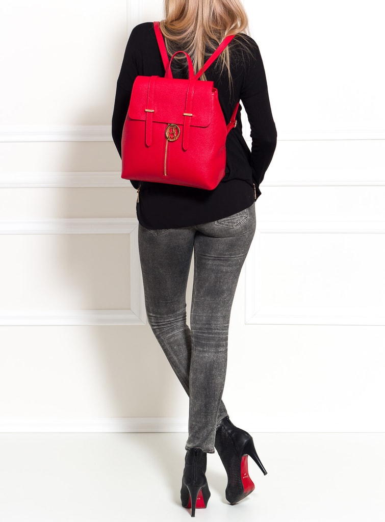 Glamadise.sk - Dámsky kožený batoh na patenty - červený - Glamorous by GLAM  - Kožené kabelky - - GLAM, protože chci být odlišná!