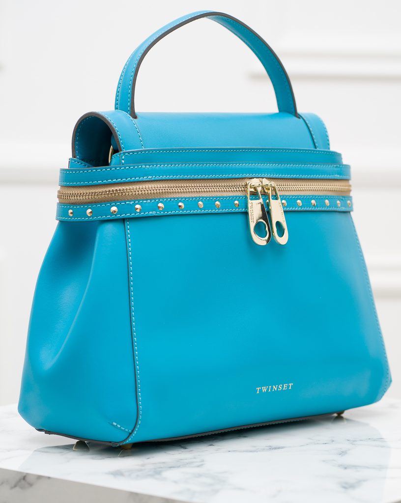 Glamadise - Italian fashion paradise - TWINSET leather handbag - Blue -  TWINSET - Handbags - Leather bags - Glamadise - italian fashion paradise