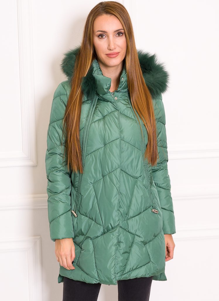 Dámská delší zimní bunda se stříbrným kováním - zelená - Due Linee - Zimní  bundy - Dámské oblečení - GLAM, protože chci být odlišná!