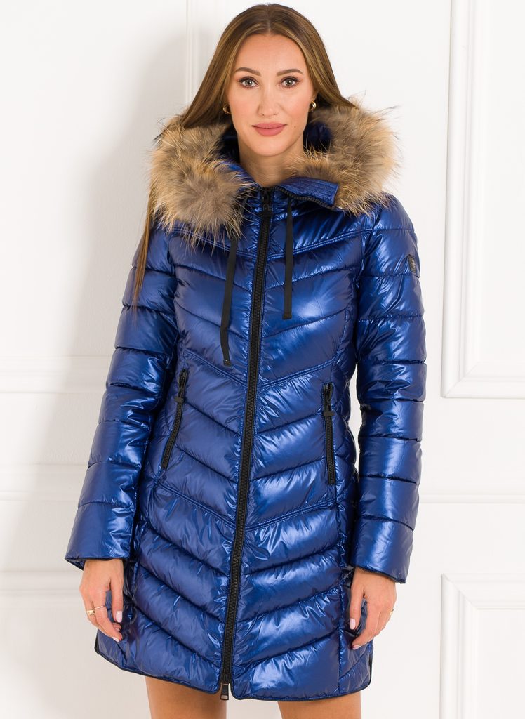 Dámská zimní bunda s pravou kožešinou kolem kapuci modrá - Due Linee - Zimní  bundy - Dámské oblečení - GLAM, protože chci být odlišná!