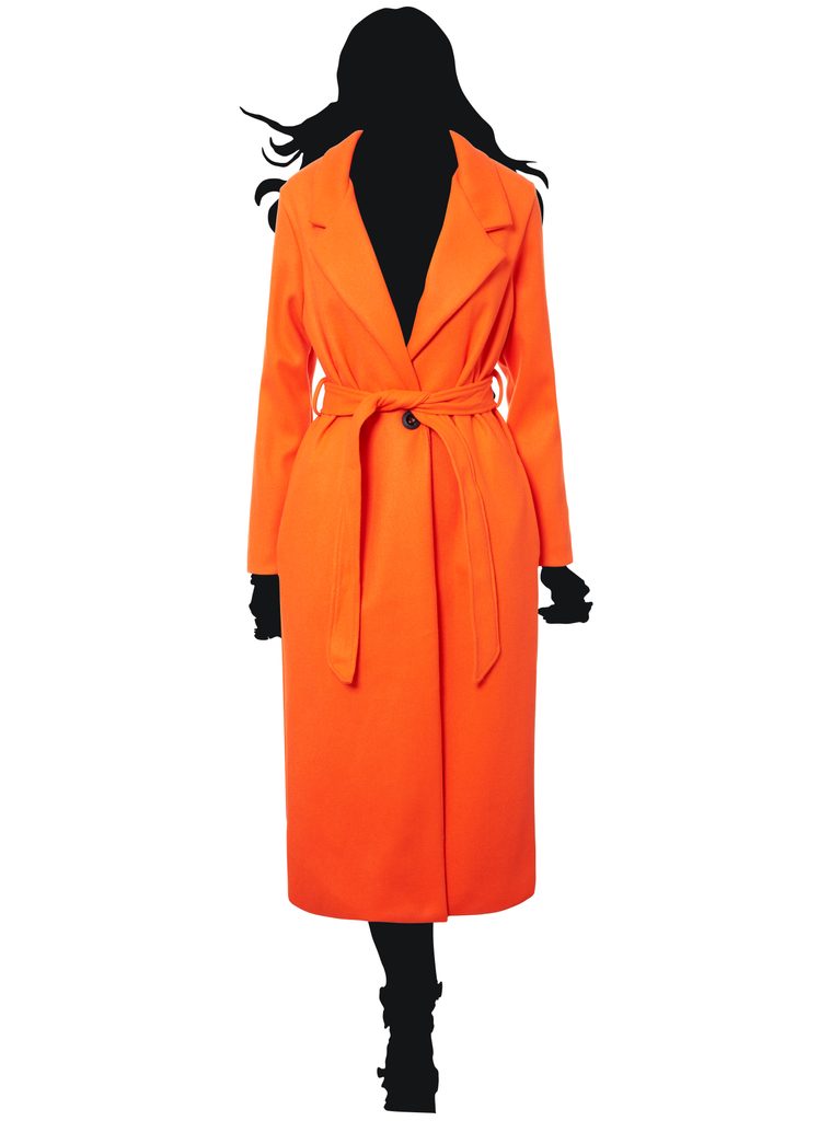 Dámský oversize flaušový kabát s vázáním oranžový - CIUSA SEMPLICE - Kabáty  - Dámské oblečení - GLAM, protože chci být odlišná!