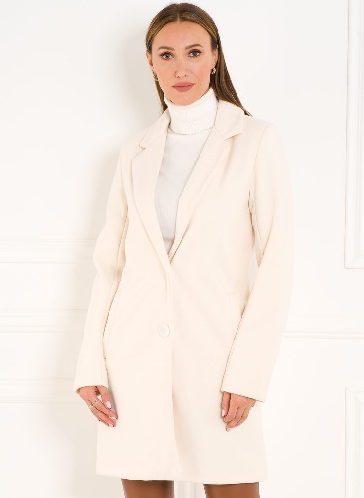 Dámský flaušový kabát bílý - Glamorous by Glam - Kabáty - Dámské oblečení -  GLAM, protože chci být odlišná!