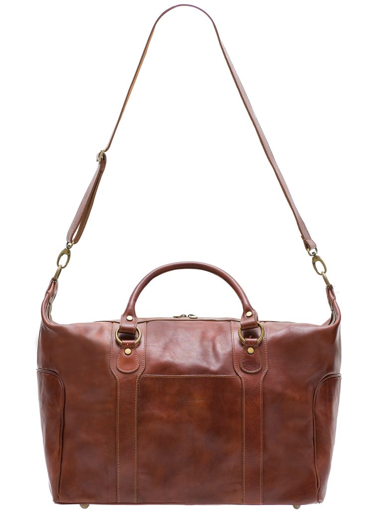 Kožená cestovní taška - kaštanová - Glamorous by GLAM Santa Croce - Přes  rameno - Kožené kabelky - GLAM, protože chci být odlišná!