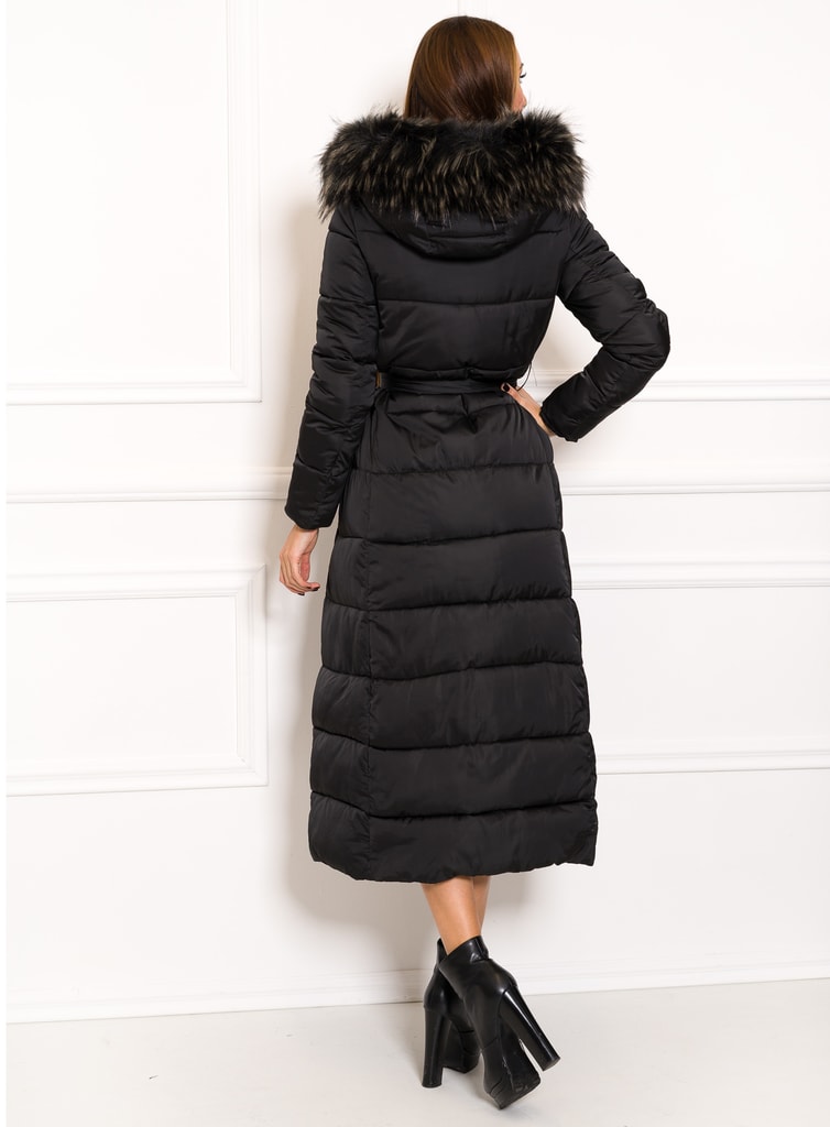 Glamadise.sk - Dámska dlhá zimná bunda na viazanie čierna - Due Linee -  Zimné bundy - Dámske oblečenie - GLAM, protože chci být odlišná!