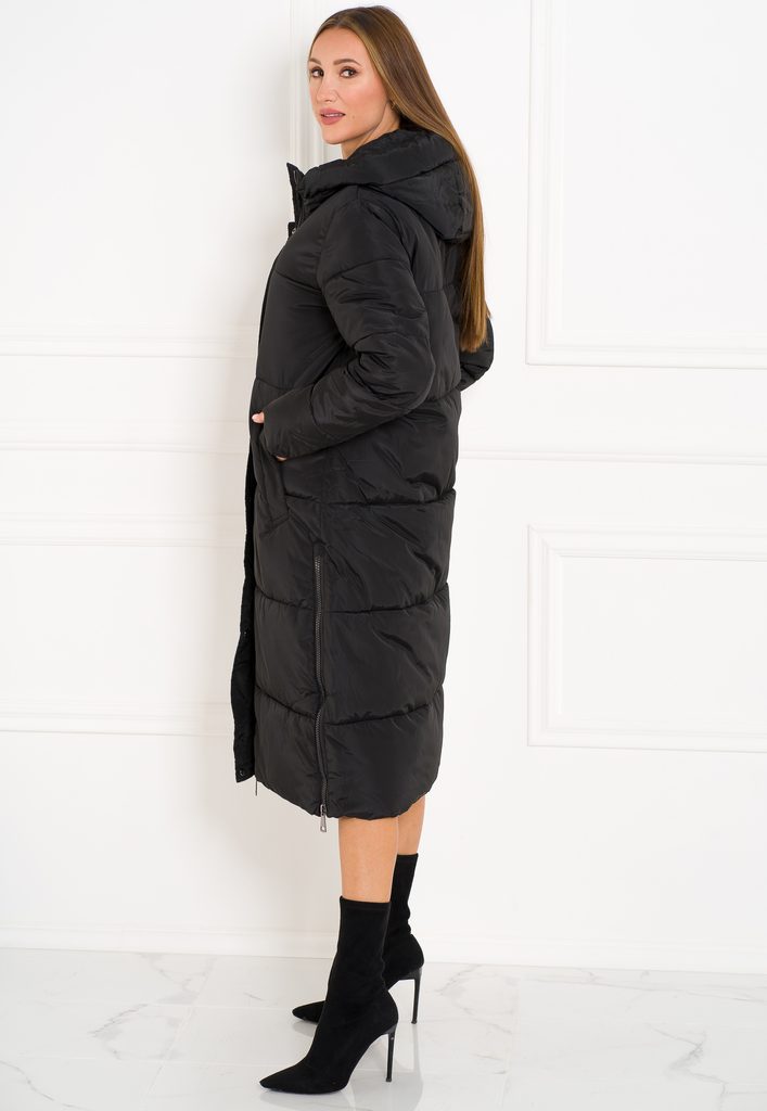 Dámská dlouhá zimní bunda s kapucou černá - Due Linee - Zimní bundy -  Dámské oblečení - GLAM, protože chci být odlišná!