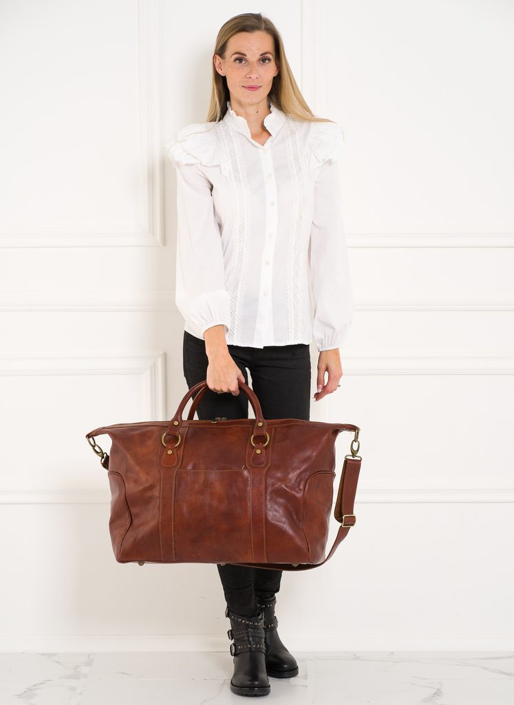 Kožená cestovní taška - kaštanová - Glamorous by GLAM Santa Croce - Přes  rameno - Kožené kabelky - GLAM, protože chci být odlišná!
