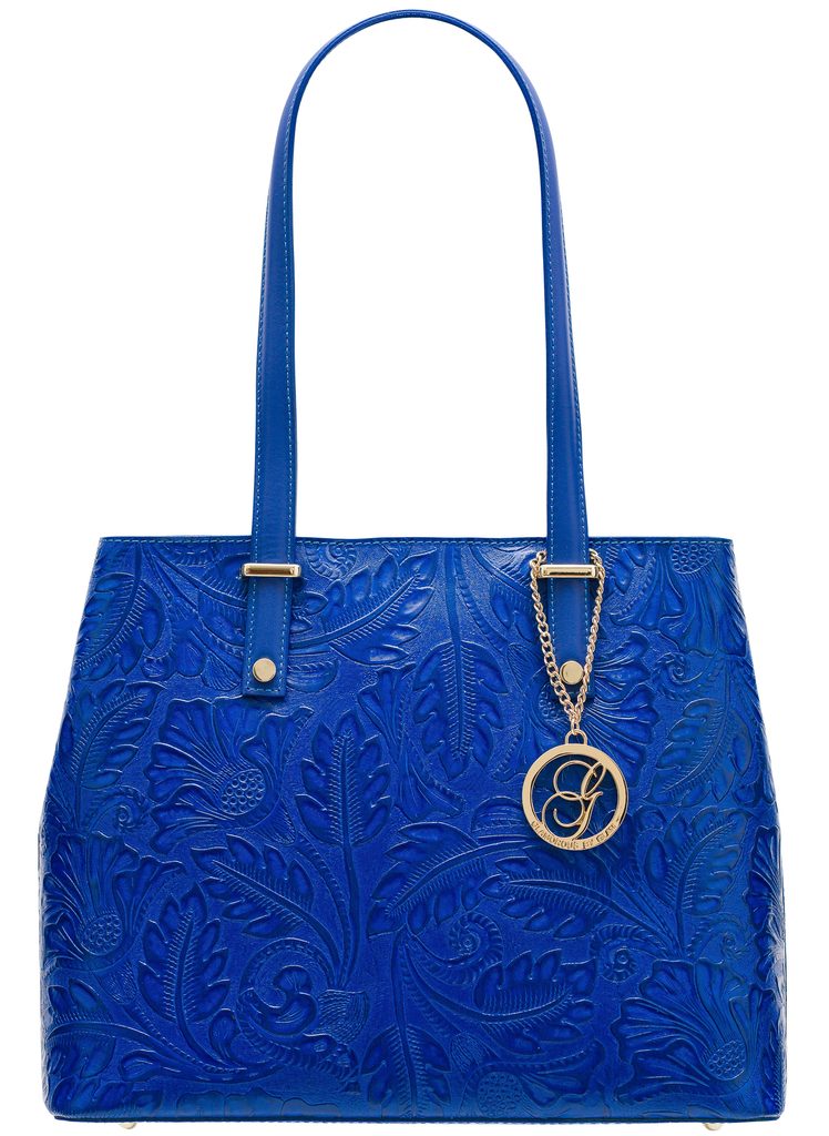 Kožená kabelka s květy přes rameno - královsky modrá - Glamorous by GLAM -  Přes rameno - Kožené kabelky - GLAM, protože chci být odlišná!